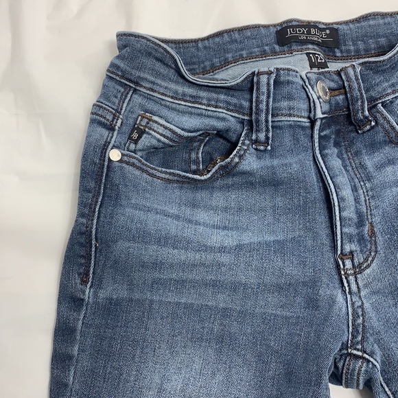 WOMEN’S Judy Blue Skinny Distressed Unfinished Cuff Blue Jeans Size 1 25 - Picture 6 of 9